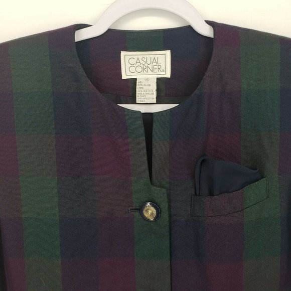 Vtg Casual Corner Women Plaid Button Down Blazer - Picture 4 of 8